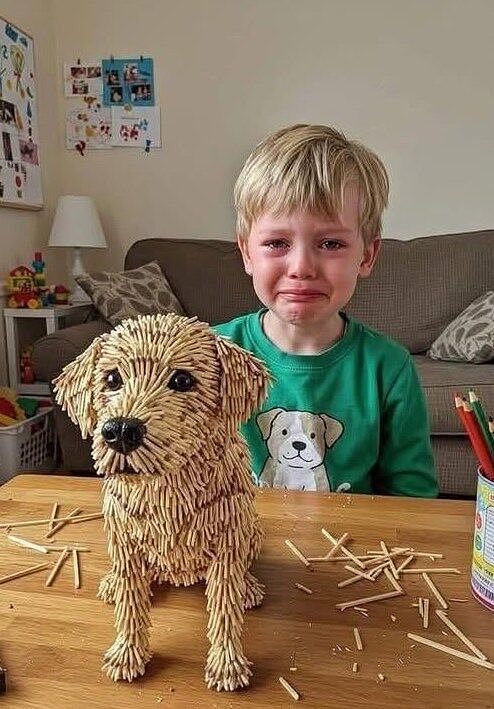 I spent hours building this little dog from scratch using just matchsticks… Watch more video in first comment 👇