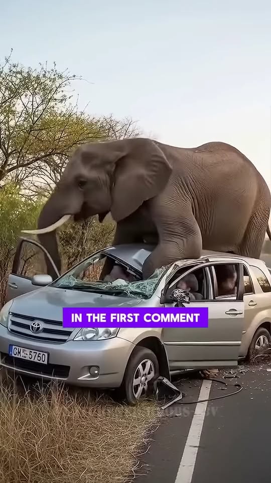 Trapped Beneath the Weight of the Wild: The Heart-Stopping Moment an Elephant Confronted a Safari Vehicle on the Open Road Check comment !”