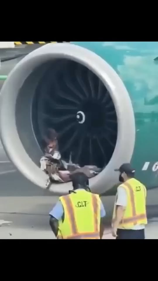 HORROR ON THE TARMAC: A Frontier plane’s engine shredded..