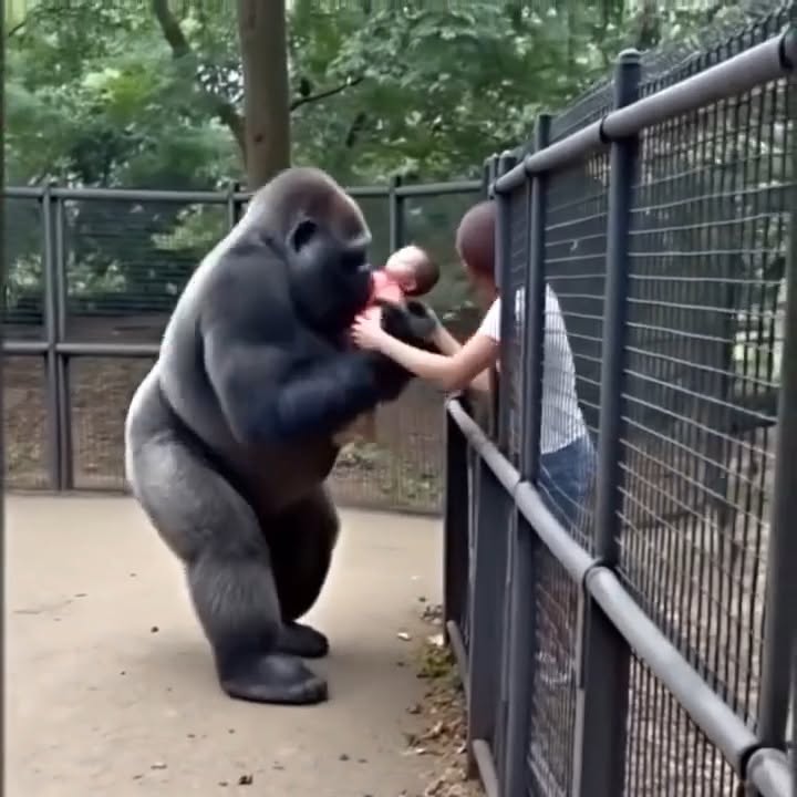 Everyone thought the gorilla was going to attack… but what it did next left everyone speechless. Watch”