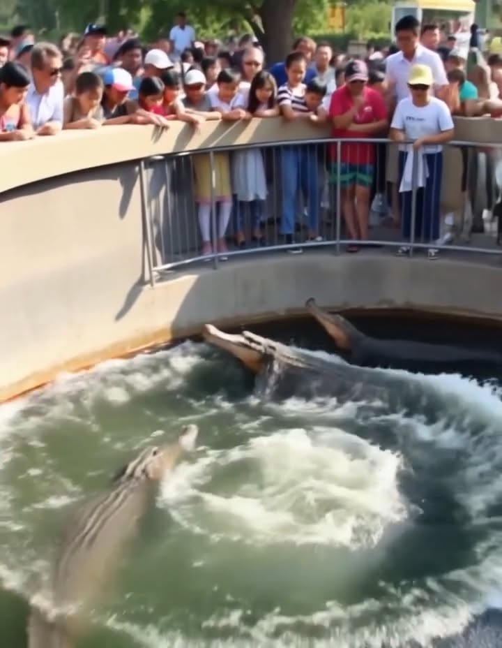 TERRIFYING FALL! BOY PLUNGES INTO CROCODILE POOL! Watch: [in comment]