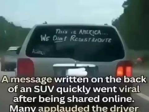 A message written on the back of an SUV quickly went viral after being shared online.The message was spotted on the back of the SUV, and many applauded the driver after a Reddit user shared the photo on the site…